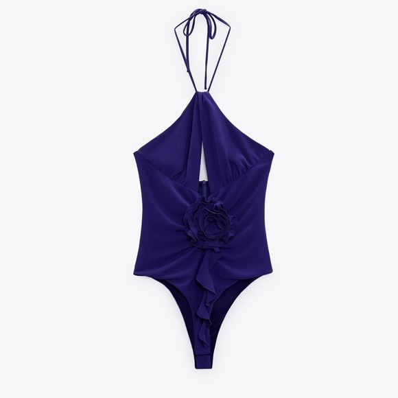 ZARA NWT FLORAL HALTER BODYSUIT - Picture 5 of 10